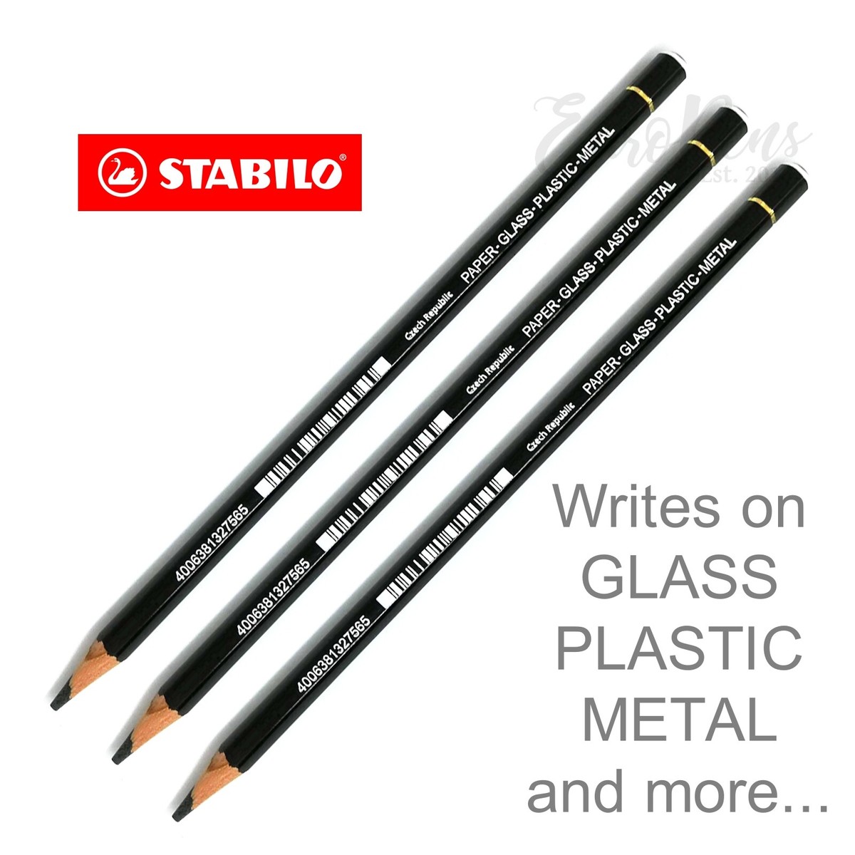 STABILO Black CHINAGRAPH CHINA MARKER PENCILS x for Plastic