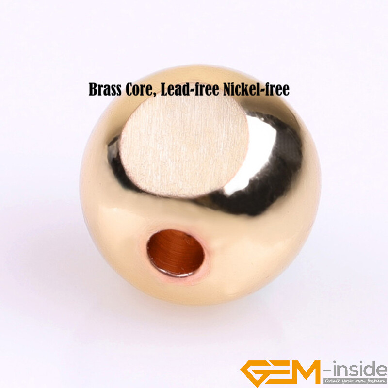 20-100 Pz/lotto 14K 18K Placcato Oro Platino Distanziatore Allentato Rotondo Perline Di Rame Perline Per Gioielli Fai Da Te Collana Perline Forniture-Oro Rosa,4mm X50pcs - Foto 6