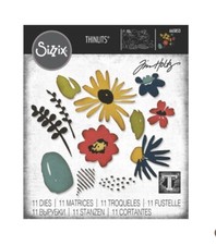 Sizzix 11 Die Set Thinlits Tim Holtz Floral Flowers Leaf Leaves Modern Floristry
