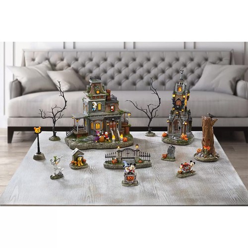 Disney Halloween 12 Piece LED Village Haunted House Set Mickey, Minnie
