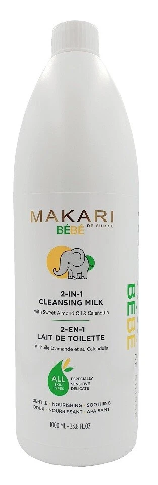 Makari Bebe Sweet Almond Oil & Calendula 2 in 1 Cleansing Baby Milk Lotion 1L