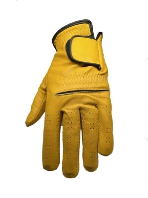 EAGLE EYE ****New**** Mens Gold / Yellow ALL Leather Cabretta Golf Gloves (Left Hand)