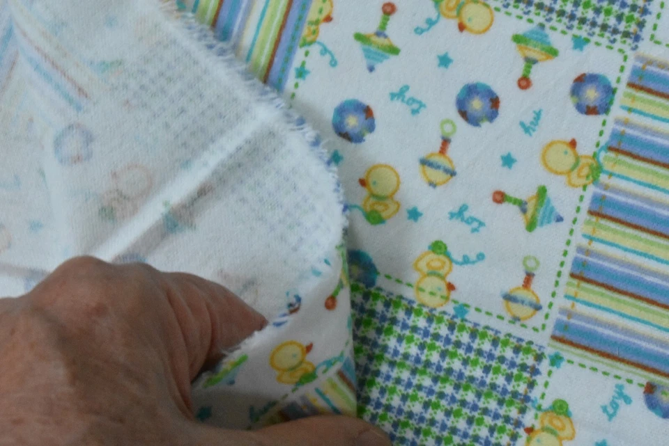 14" Long, Colorful Baby-Toy Patches on White Flannel, Jo-Ann, V561 - Image 4 of 4