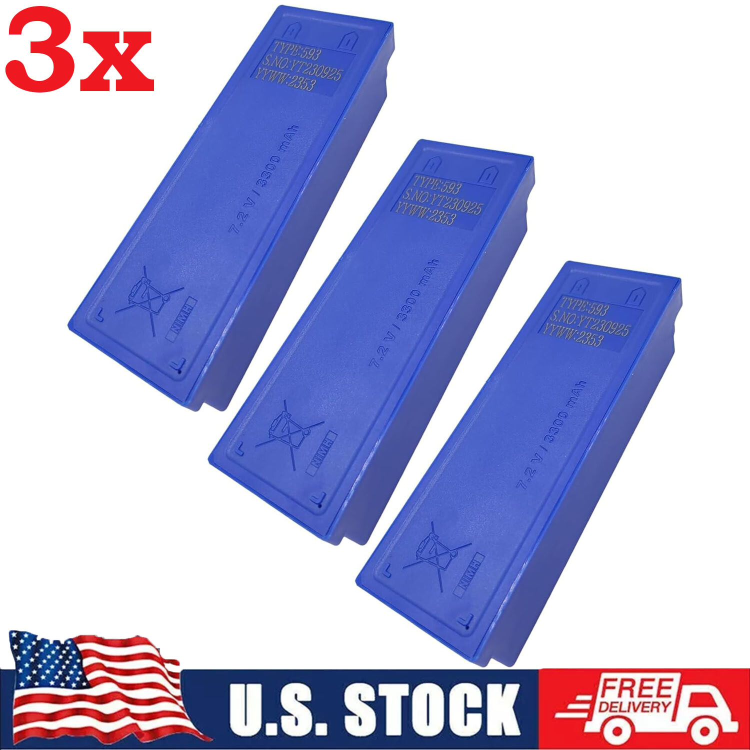 3X Replacement for SCANRECO 593/592/590/960 7.2V 3300mAh Battery GP222101 US