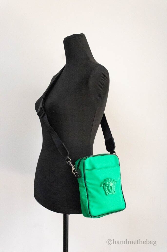 Versace Small Bright Green Nylon Fabric Medusa Crossbody Versace Small Bright Green Nylon Fabric Medusa Crossbody