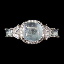 925 Sterling Silver Ring Cushion Aquamarine 7mm Simulated Cz Gemstone Jewelry 7