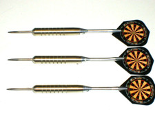 Steel Tip Darts, Used 25 Gram 1/4" Plated with New Alum Shafts Flights 4081