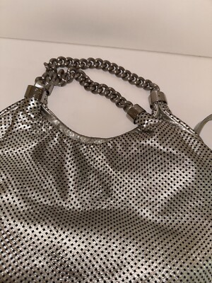 Chanel’08 Silver Leather Rodeo Drive Hobo Jumbo Bag CC Logo Chain Tote