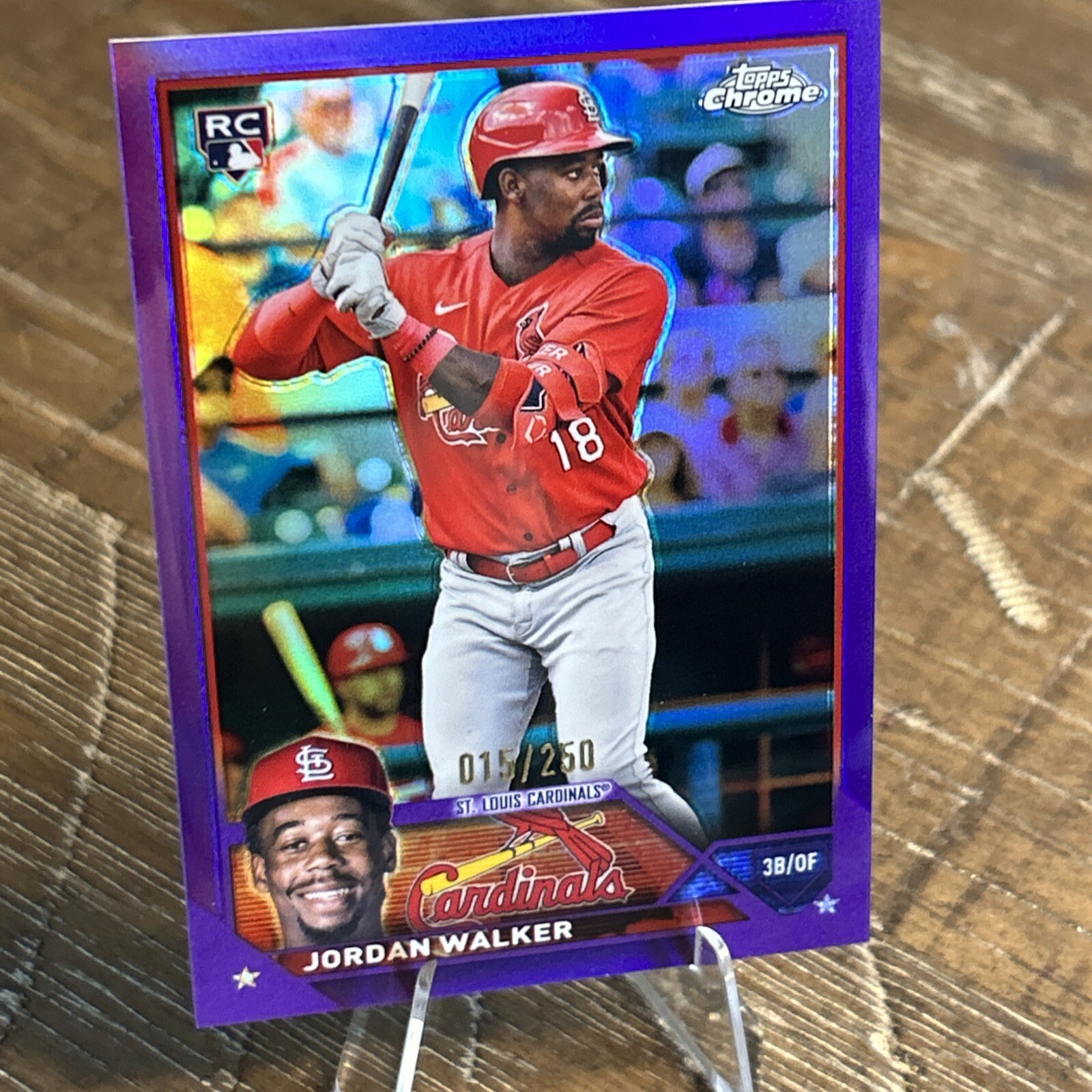 2023 Topps Chrome Logofractor Baseball Jordan Walker Purple Refractor RC 15/250