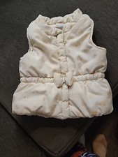 Healthtex Baby Girls White W/Gold Hearts Puffer Jacket Vest Zip Size 18 M