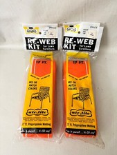 Vintage NOS Wellington RE-WEB Kit Lot of 2 Orange 17ft Lawn Chair Webbing SEALED
