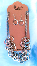 New Fashion Jewelry Women's Earrings and Necklace Gift Set Silver Color Circles