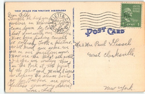 MARIETTA, OHIO Multiview Postcard, 1945 - Blennerhassett Island, Martius House - Picture 2 of 2