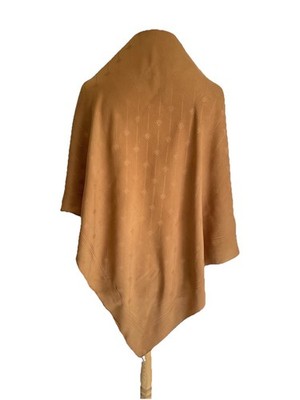 LAURA BIAGIOTTI Italy 100% Pure Silk Jacquard Scarf Gold Camel Logo Large #A78