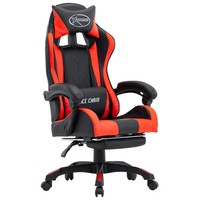 Vidaxl Gaming-Stuhl Mit FußStüTze Rot Und Schwarz Kunstleder Neu