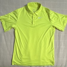 Nike Dri-FIT Moisture Wicking Polo Shirt Yellow Boy  s Size L Short Sleeve