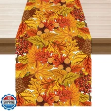 XCHI Fall Maple Leaves Pinecone Table Runner Table Decoration for Kitchen Din