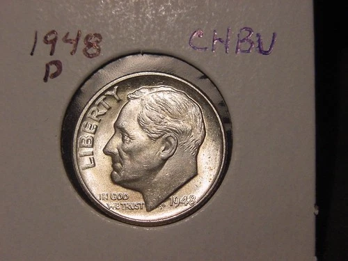 1948-D ROOSEVELT DIME CHOICE BU NICE ORIGINAL COIN FREE SHIPPING