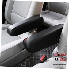 Black Vinyl Leather Armrest Covers for Front Seat Armrests - Auto