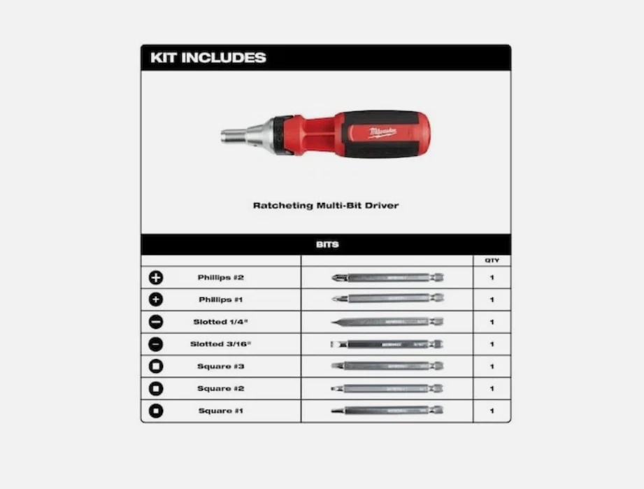 Milwaukee Tool 48-22-2322 9-In-1 Square Drive Ratcheting Multi-Bit Driver - Image 2 of 4
