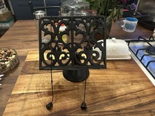 Cast Iron Cookbook Stand music Bible Holder Scrolled Metal Page Saver Weights