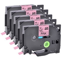 5PK TZe TZ-RE31 Label Fabric Satin Ribbon Black On Pink for Brother PT-550 1400