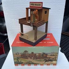 Vintage Hausser Elastolin Western Powder Magazine Wood Building 1950s with Box
