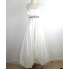 Sherri Hill White Bubble Hum Strapless Prom Wedding Gown Rhinestone Waist Sz 6