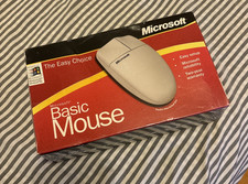 Vintage MICROSOFT Basic Mouse 1.0 PS/2 Windows 98 2000 Computer Wired New Sealed