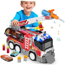 Big Fire Trucks for Toddlers 3 4 5 6 7 with 2PCS Ejecting Race Cars 15 Inches