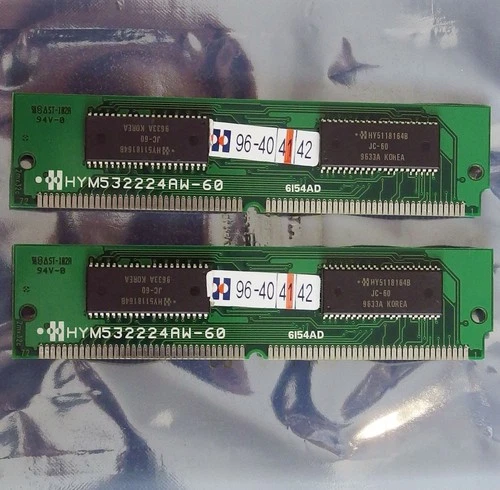 Set 2x Hyundai HYM532224AW-60 8MB 16MB kit 60ns 72-pin SIMM EDO RAM