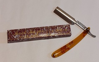 Japanese Frameback Silver Steel Cut Throat Straight Razor Vintage Boxed