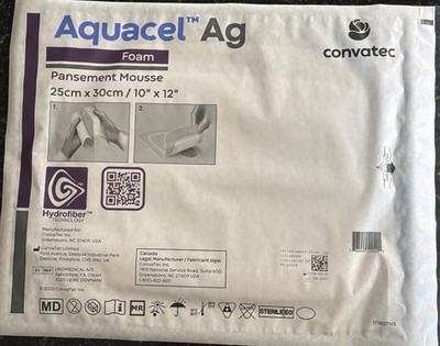 Convatec Aquacel Ag Foam Dressing, 10'' x 12''  Lot of 5 dressings