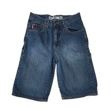 Ecko Unltd 90s Vintage Skater Baggy Casual 12.5" Denim Shorts Boys 18 Blue