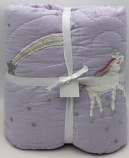 Pottery Barn Kids Rainbow Unicorn TWIN Quilt Lavender Multi
