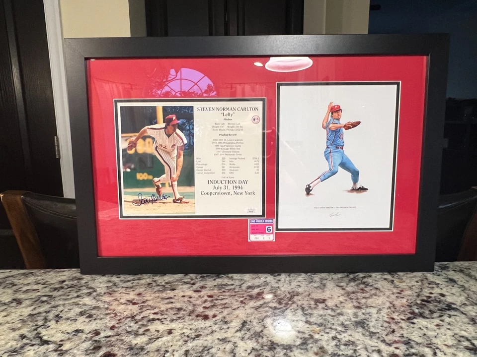 Philadelphia Phillies Steve Carlton HOF Signed Display JSA COA W/1980 WS Ticket - Image 2 of 4