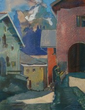 Paul F.Meyer (1882-1962) -Murnau mit Watzmannblick-Farbzeichnung -sign.-dat.1958