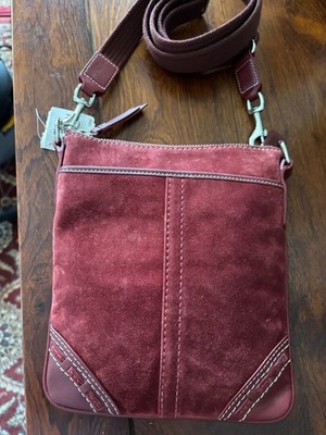 NWT Coach Hampton Suede leather Swingpack Crossbody F40790 Bordeaux bag handbag