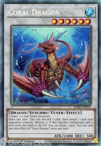 RA02-EN031 Coral Dragon : Collector's Rare 1st Edition YuGiOh Card
