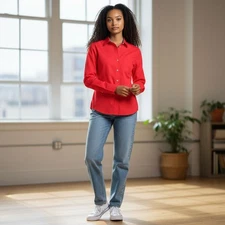 Tommy Hilfiger Chemisier Femme Coupe Classique Médium Rouge