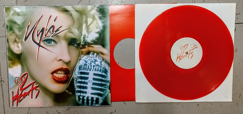 KYLIE 2 HEARTS PROMO RED VINYL  12" UK MAXI VINYL MINT-  FREE CUSTOM PIC WALLET - Image 3 of 4