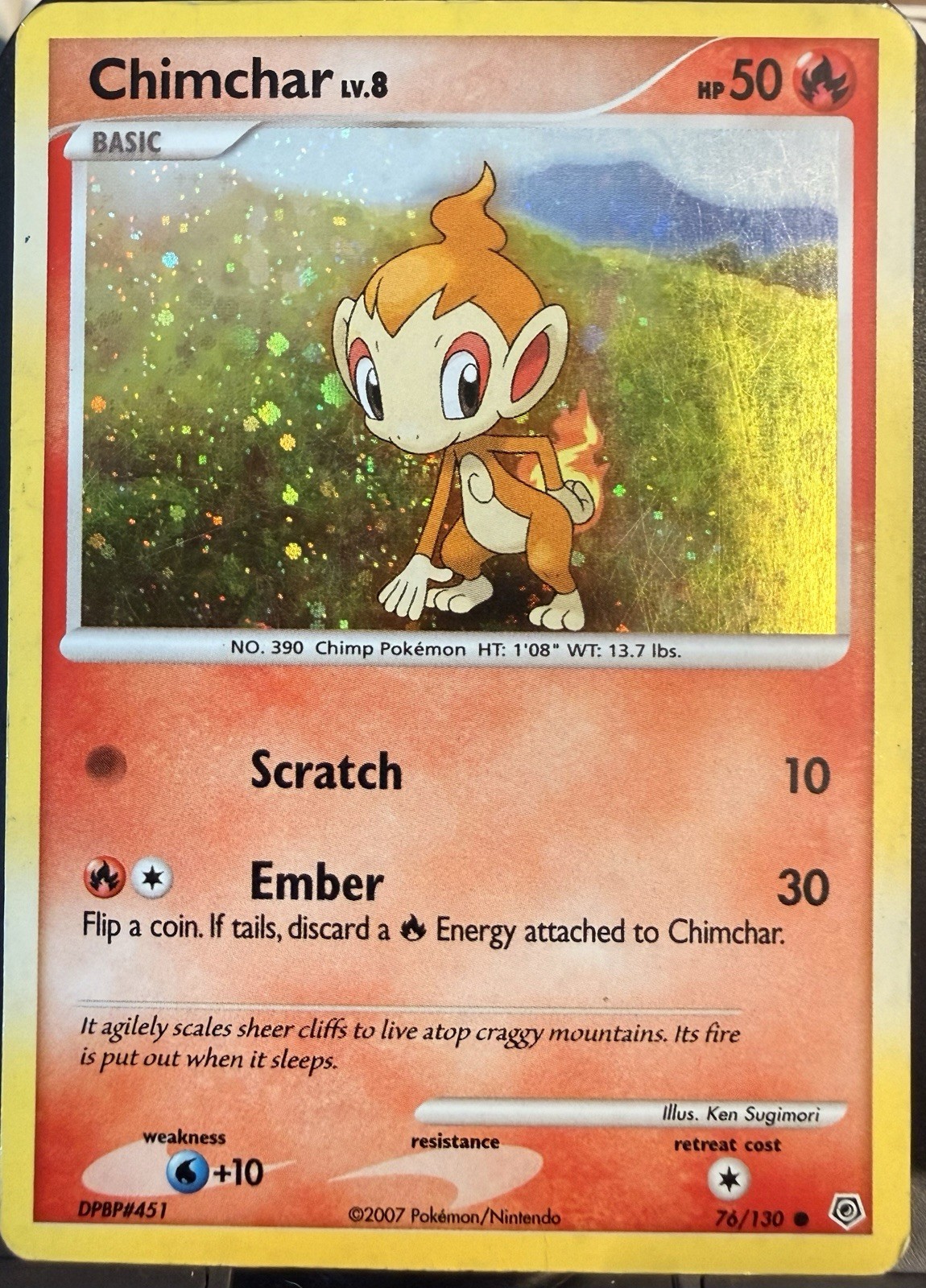 Pokemon Chimchar 076/130 Diamond & Pearl Cosmos Holo EN 2007 HP50