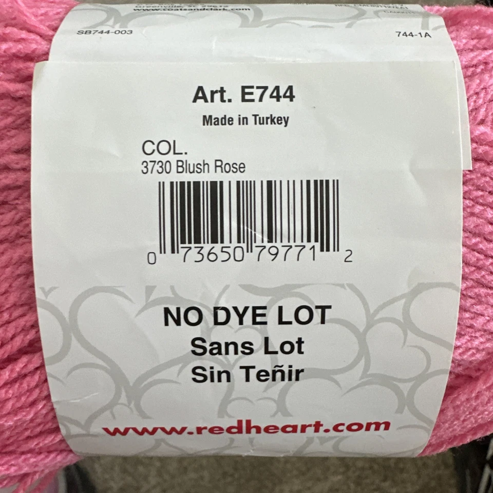 Hilo de bebé Red Heart 3730 rubor rosa 3 capas lote de 3 279 yardas punto ganchillo Foto 3 de 3