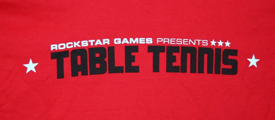 Camiseta De Colección RockStar Tenis de Mesa Videojuegos Promo Roja Nueva de Lote Antiguo Sin Usar Talla LG Foto 3 de 4