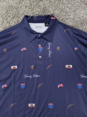 Backspin Golf Shirt Men's 2XL Polo Performance Torey Pines USA CA