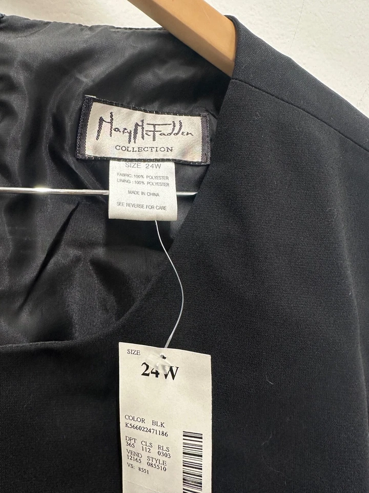 NUEVO CON ETIQUETAS Mary McFadden Conjunto de 3 Piezas Beige Negro Lentejuelas Pantalones Blusa Blazer Mujer 24W Foto 3 de 4