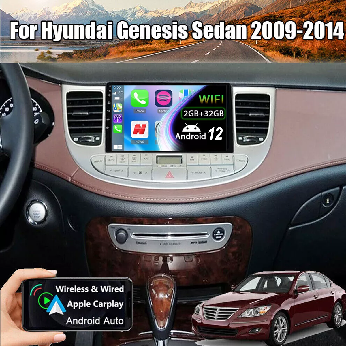 Autoradio Android 13 Pour Peugeot 207 2009-2013 - 9 Pouces Carplay Android Auto Sans Fil + Caméra Recul