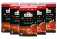 Ahmad Tea Strawberry Sensation Black Tea 20-Count Boxes Pack of 6