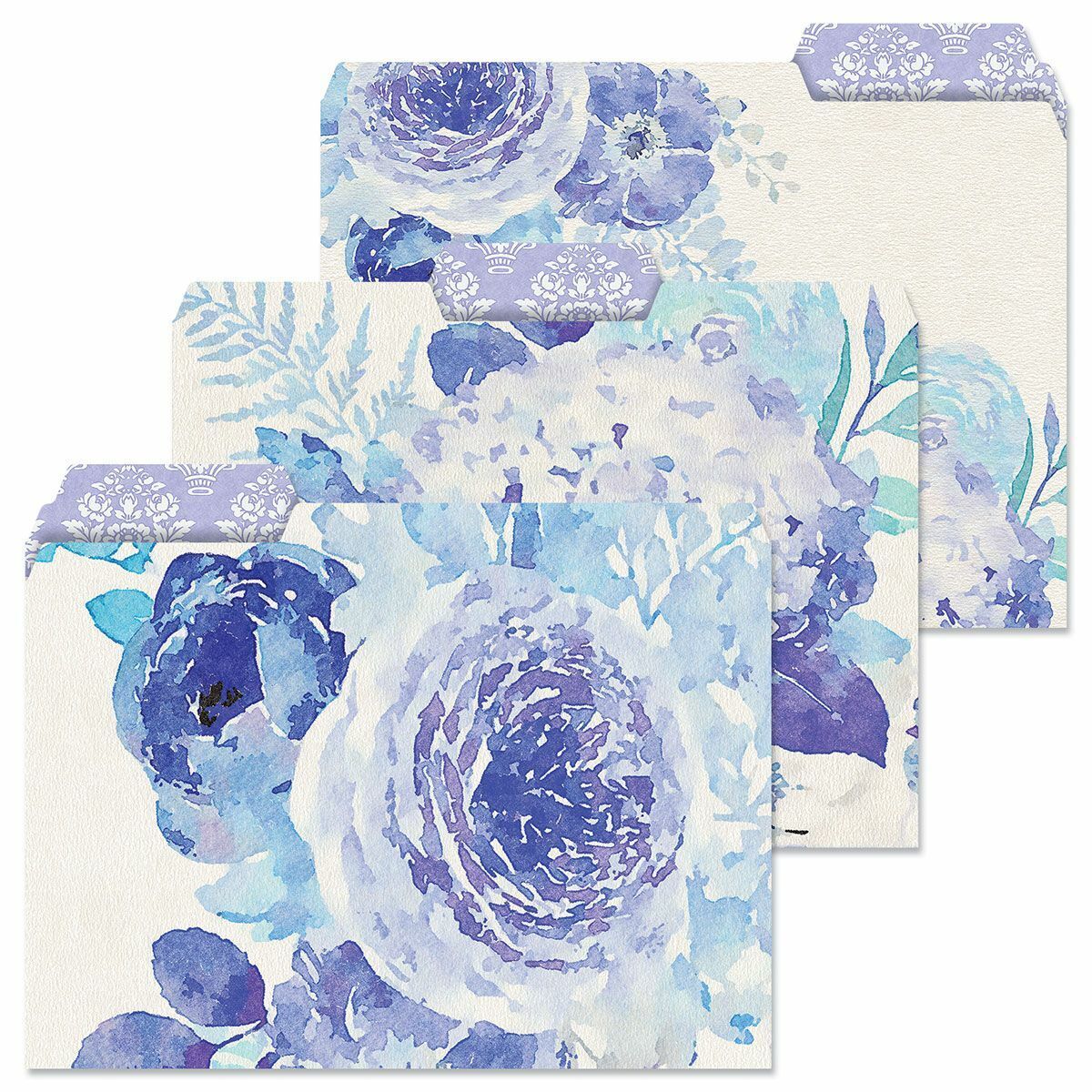 Decorative Blue Flower Floral File Milwaukee Mall Folders Max 67% OFF of Designs 12 Set Doc