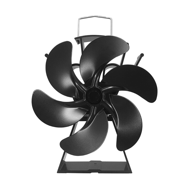 6 Heat Powered Stove Fan Black Log Wood Stove Quiet Fan | eBay